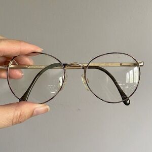 Vintage Luxottica Purple Gold Round Glasses Frames - 51-20-135